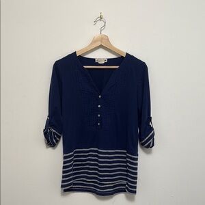 Anthropologie Lili’s Closet Blue Striped Pullover Top